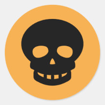 オレンジブラックスカルクラシックラウンドステッカー