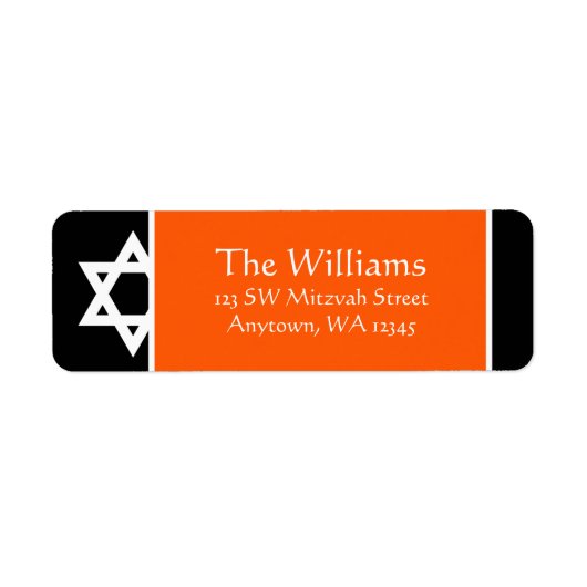 オレンジブラックスターオブデイヴィッド差出人住所 ラベル (正面)