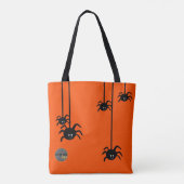オレンジブラックスパイダーハロウィンビジネスロゴカスタム トートバッグ (裏面)