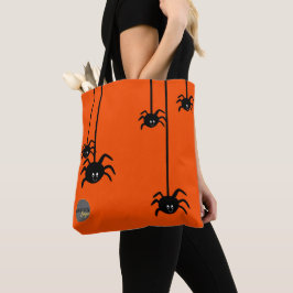 オレンジブラックスパイダーハロウィンビジネスロゴカスタム トートバッグ