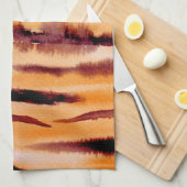 オレンジブラックタイガーアニマルプリント キッチンタオル (四つ折り)