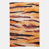 オレンジブラックタイガーアニマルプリント キッチンタオル (縦)