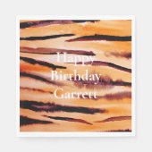 オレンジブラックタイガーアニマルプリント スタンダードランチョンナプキン (正面)