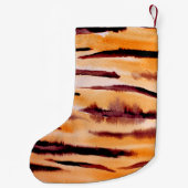 オレンジブラックタイガーアニマルプリント スモールクリスマスストッキング (裏面)