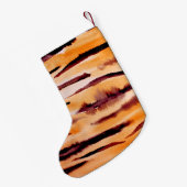 オレンジブラックタイガーアニマルプリント スモールクリスマスストッキング (裏面 (吊り時))
