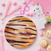 オレンジブラックタイガーアニマルプリント ペーパープレート (パーティー)