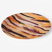 オレンジブラックタイガーアニマルプリント ペーパープレート (アングル)