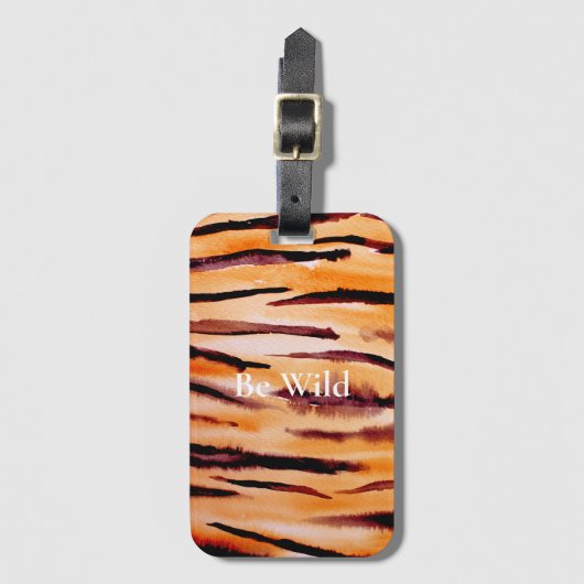 オレンジブラックタイガーアニマルプリント ラゲッジタグ (正面縦)