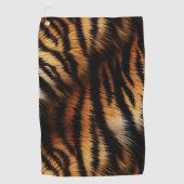オレンジブラックタイガーストライプアニマルプリント ゴルフタオル (正面)