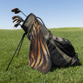 オレンジブラックタイガーストライプアニマルプリント ゴルフタオル (グリーン)