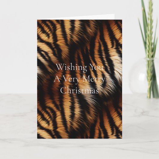 オレンジブラックタイガーストライプズアニマルクリスマス カード (正面)