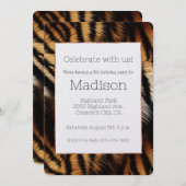 オレンジブラックタイガーストライプズアニマル誕生日 招待状 (正面/裏面)