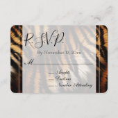 オレンジブラックタイガーストライプズ動物ウェディングRSVP エンクロージャーカード (正面)