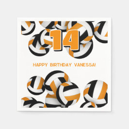 オレンジブラックチームカラーバレーボールキッズスポーツ スタンダードカクテルナプキン