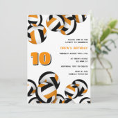 オレンジブラックチームカラーバレーボール誕生日パーティー 招待状 (スタンド正面)