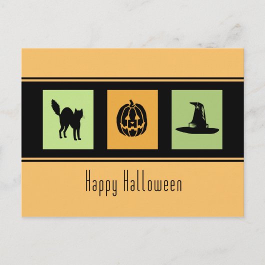 オレンジブラックハッピーハローウィンはがき ポストカード (正面)