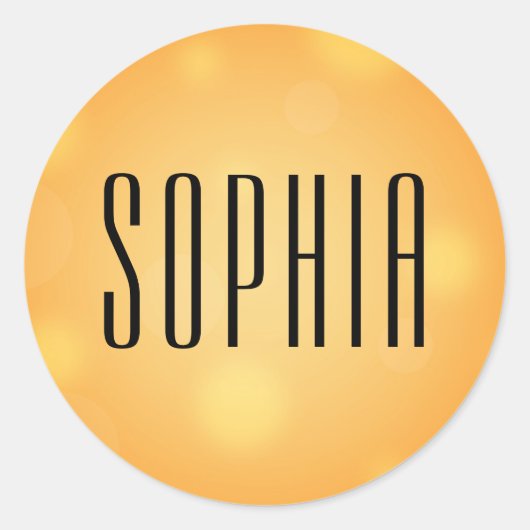 オレンジブラックハロウィーンかわいい名前 ラウンドシール (正面)