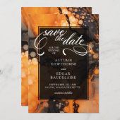 オレンジブラックハロウィーン結婚式招待状 招待状 (正面/裏面)