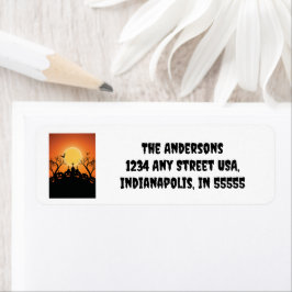 オレンジブラックハローウィンパーティカボチャ墓地 ラベル