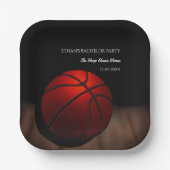 オレンジブラックバスケットボールチャンピオンバチュラーパーティ ペーパープレート (正面)