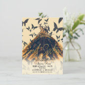 オレンジブラックバタフライダンスドレススウィート16パーティー 招待状 (スタンド正面)