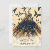 オレンジブラックバタフライダンスドレススウィート16パーティー 招待状 (正面)