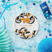 オレンジブラックバレーボール子供の誕生日パーティー ペーパープレート (パーティー)