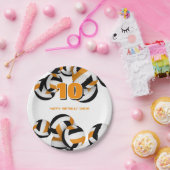 オレンジブラックバレーボール子供の誕生日パーティー ペーパープレート (パーティー)