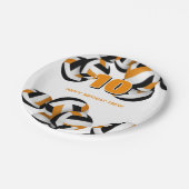 オレンジブラックバレーボール子供の誕生日パーティー ペーパープレート (アングル)