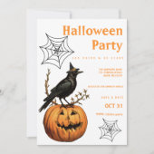 オレンジブラックバードジャックランタンハローウィンパーティ 招待状 (正面)