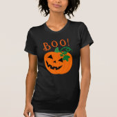 オレンジブラックパーソナライズされたハロウィーンのカボチャのちょうちんボー Tシャツ (正面)