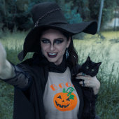 オレンジブラックパーソナライズされたハロウィーンのカボチャのちょうちんボー Tシャツ