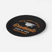 オレンジブラックパーソナライズされた卒業パーティー ペーパープレート (アングル)