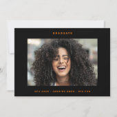 オレンジブラックファンキーフォトカレッジ写真卒業 案内状 (正面)