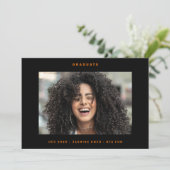 オレンジブラックファンキーフォトカレッジ写真卒業 案内状 (スタンド正面)