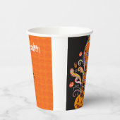 オレンジブラックホラーカボチャハローウィンパーティ紙C 紙コップ (左)
