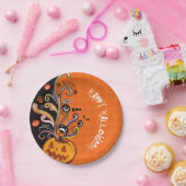 オレンジブラックホラーカボチャハローウィンパーティ ペーパープレート (パーティー)