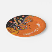 オレンジブラックホラーカボチャハローウィンパーティ ペーパープレート (アングル)