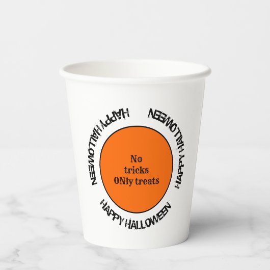 オレンジブラックホラー不気味ハッピーハローウィン 紙コップ (裏面)