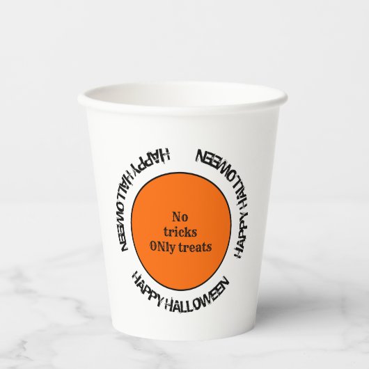 オレンジブラックホラー不気味ハッピーハローウィン 紙コップ (正面)