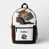 オレンジブラックボーイズのモンスタートラック名 プリントバックパック (正面)