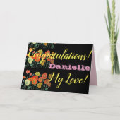 オレンジブラックポピーおめでとうレディーネームカード カード (正面)