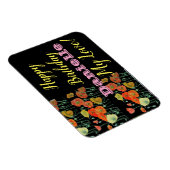 オレンジブラックポピーハッピーバースデー冷蔵庫用マグネット マグネット (右側)