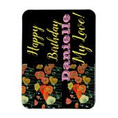 オレンジブラックポピーハッピーバースデー冷蔵庫用マグネット マグネット (縦)