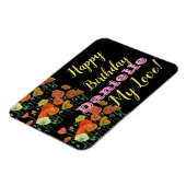 オレンジブラックポピーハッピーバースデー冷蔵庫用マグネット マグネット (左側)