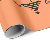 オレンジブラックモダンクリスマスツリーパターンホリデー ラッピングペーパー (ロールコーナー)