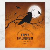 オレンジブラックレイベンこうもりフルムーンハローウィンパーティ ワインラベル (シングルラベル)