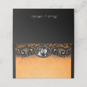 オレンジブラックレースエレガントなウェディングスケルトン プレイスカード (外部開封)