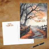 オレンジブラック不気味ムーンライトナイトハッピーハローウィン シーズンポストカード