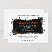 オレンジブラック動揺してハローウィンパーティ招待状 インビテーションポストカード (正面/裏面)